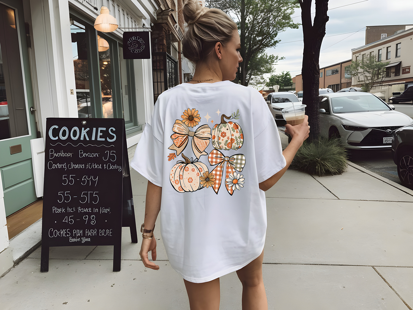 Floral Fall Pumpkin Coquette -Full Color-DTF TRANSFER-2-5 Business Days