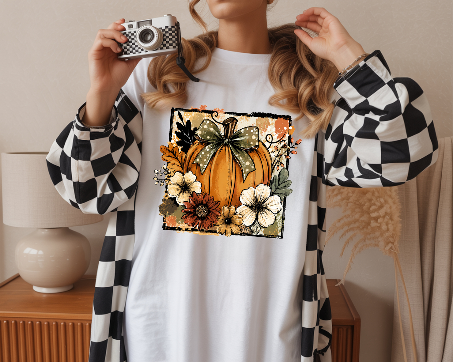Floral Fall Pumpkin - Full Color DTF TRANSFER - WHOLESALE