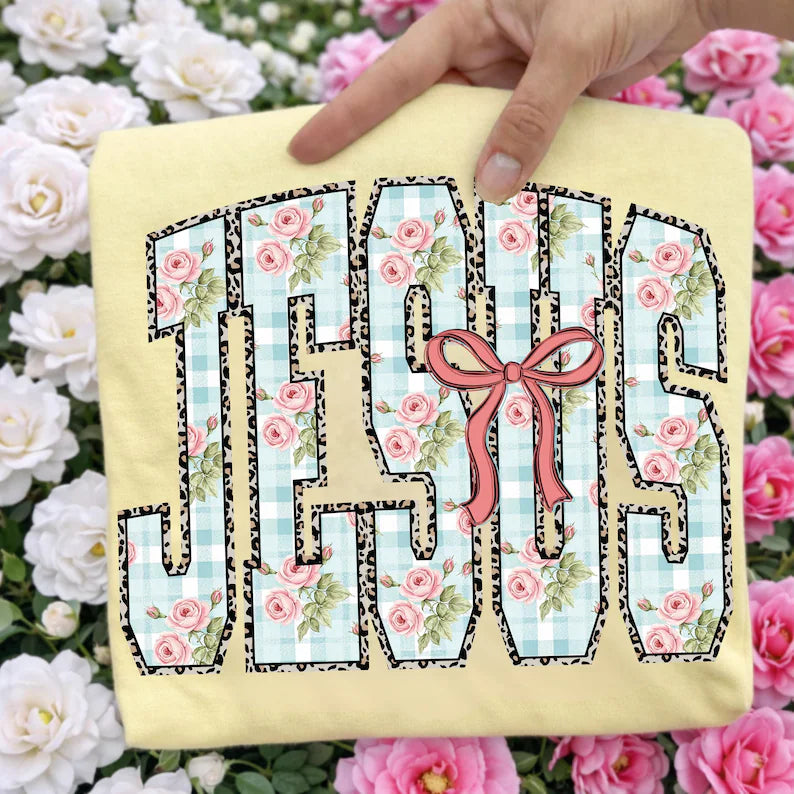 Floral Jesus - Full Color - DTF Transfer - 2-5 Business Days