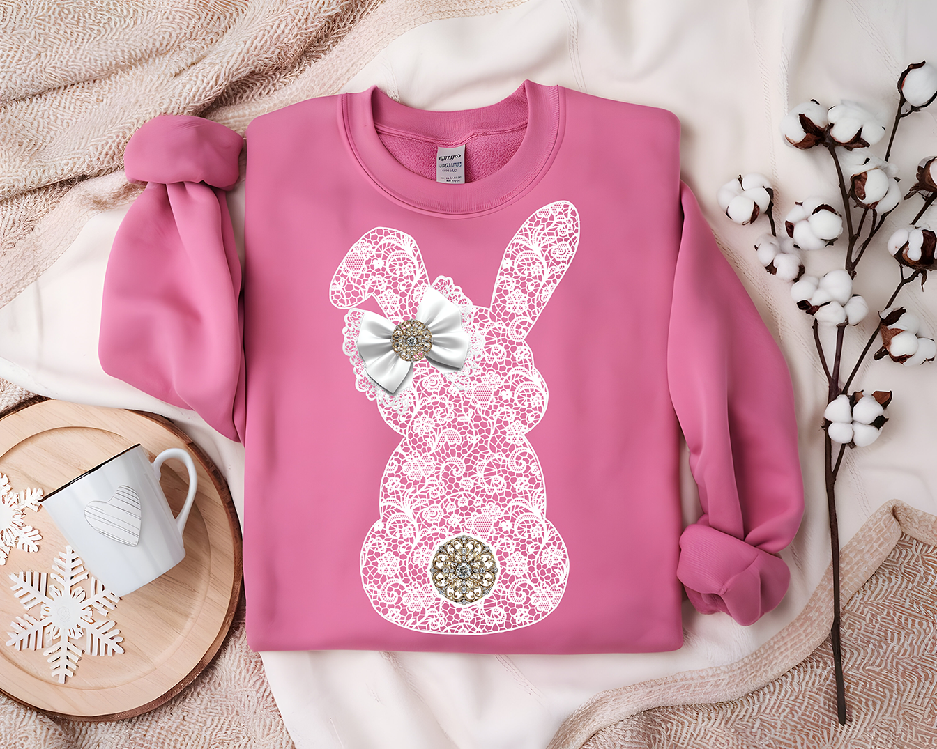 Floral Lace Bunny - DTF TRANSFER