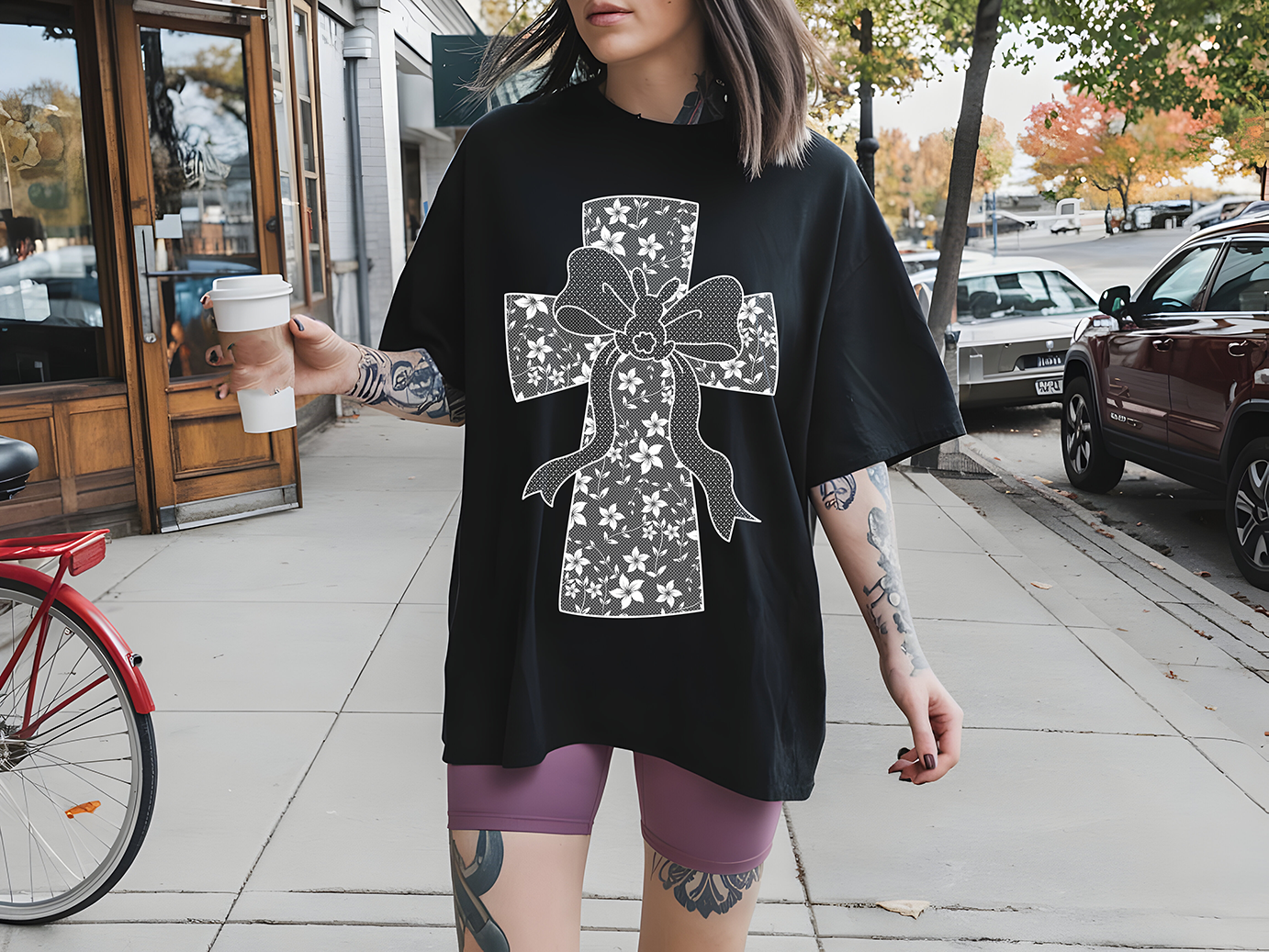 Floral Lace Cross - DTF TRANSFER