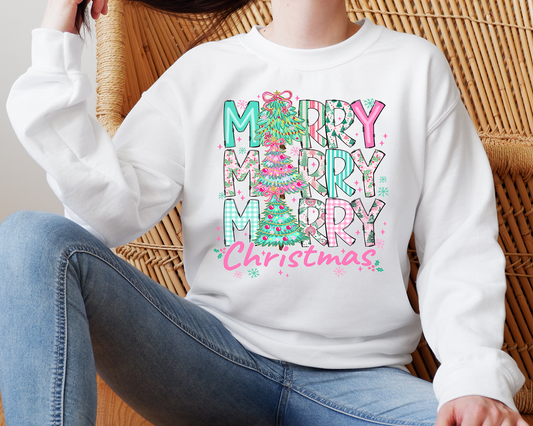 Floral Merry Repeat Christmas-Full Color-DTF TRANSFER- 2-5 Business Days