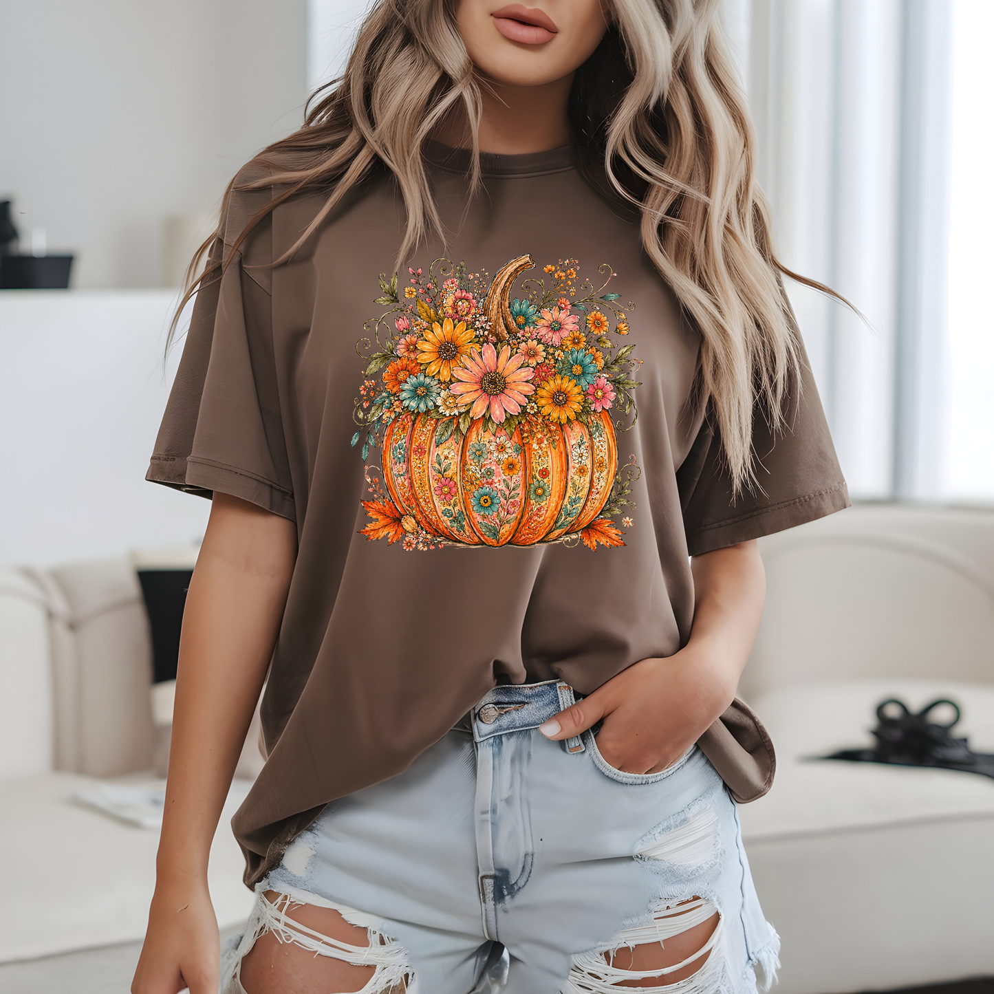 Floral Pumpkin- DTF TRANSFER - WHOLESALE