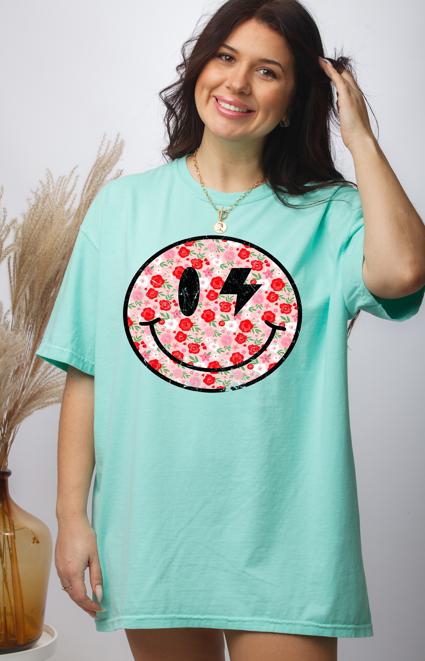 Floral Smiley - DTF TRANSFER