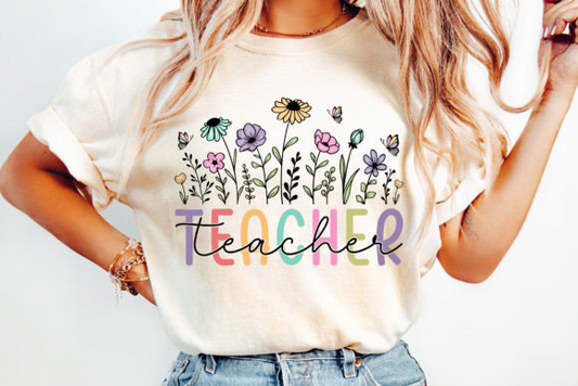 Floral Teacher - DTF TRANSFER