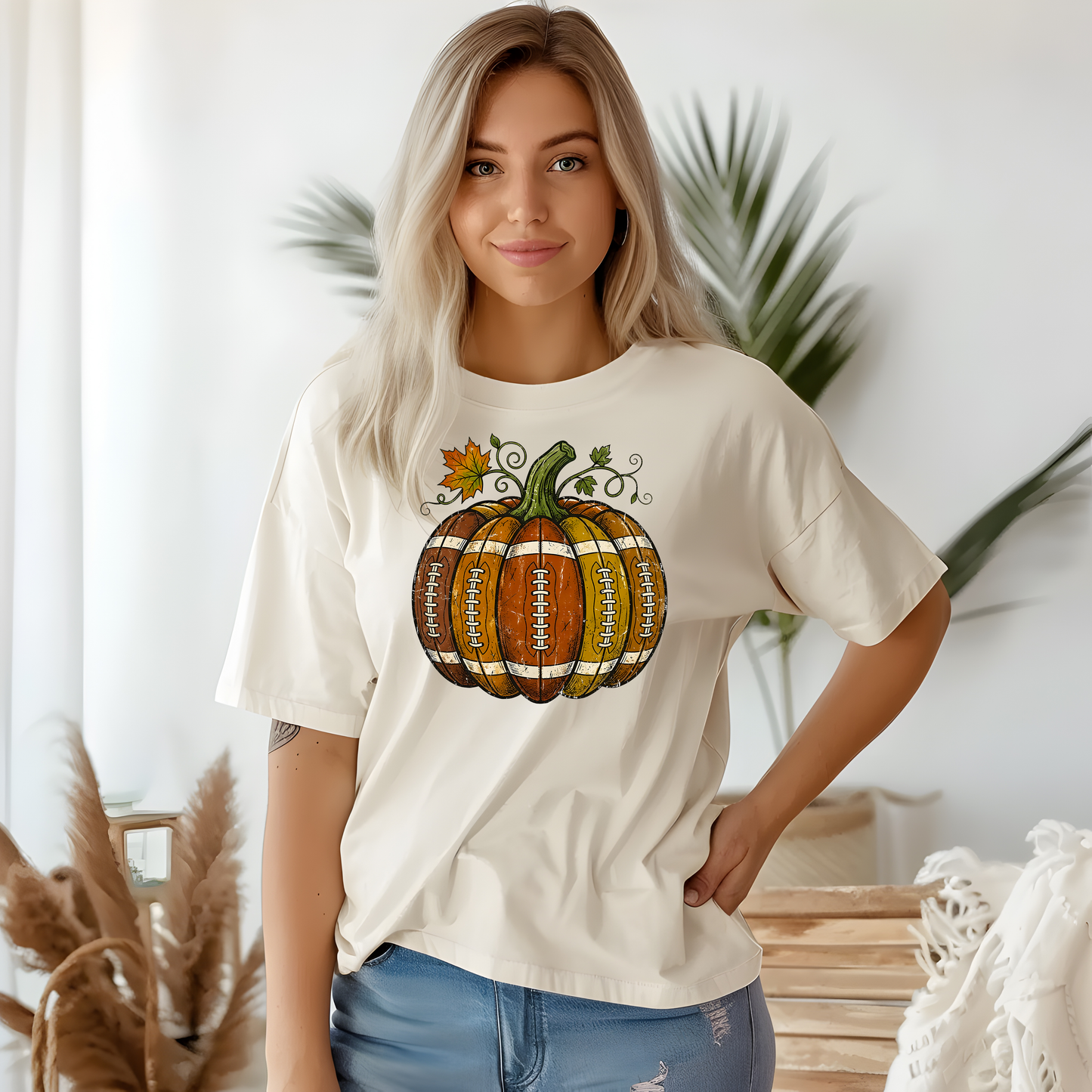 Football Pumpkin- DTF TRANSFER - WHOLESALE