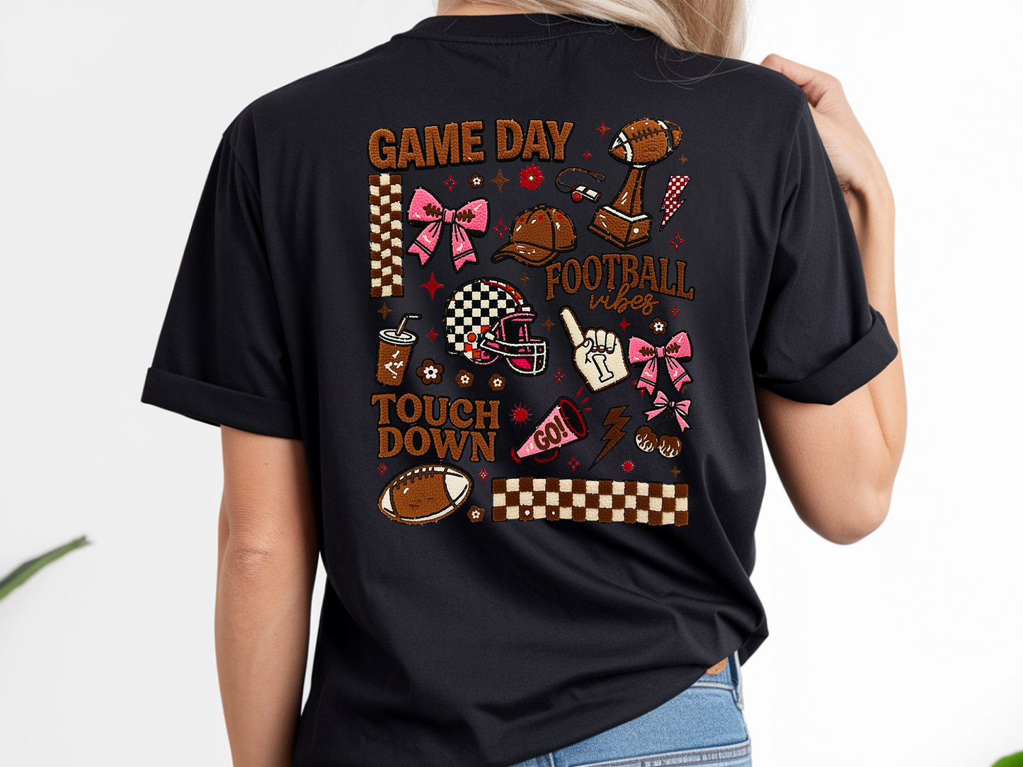Football Vibes Brown and Cream w/ Pocket - DTF TRANSFER - WHOLESALE