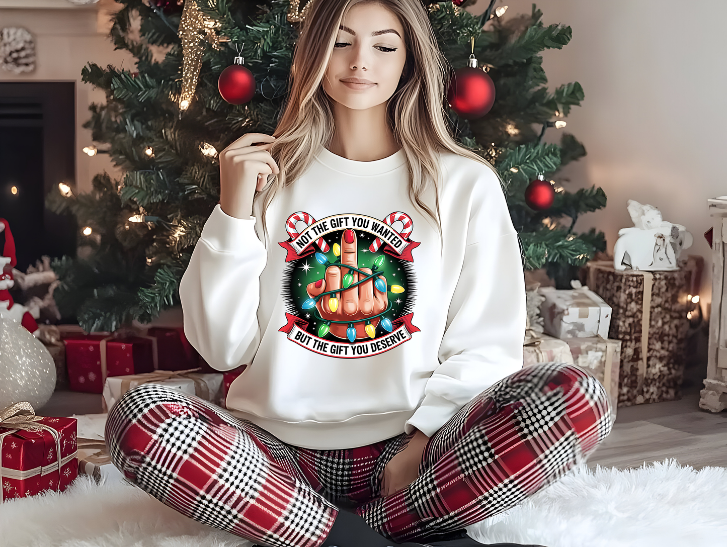 Funny Christmas Middle Finger--Full Color-DTF TRANSFER-2-5 Business Days