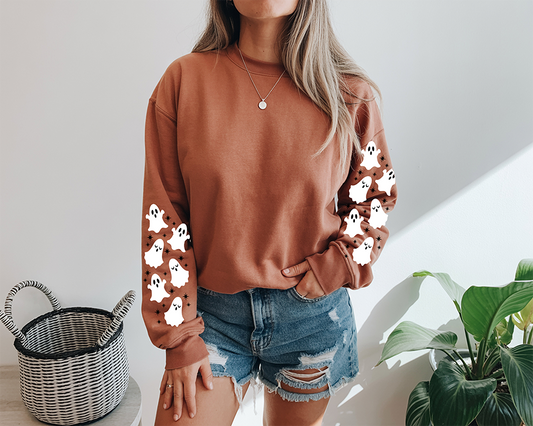 Ghost w/ Double Sleeves- Full Color- DTF TRANSFER-2-5 Business Days