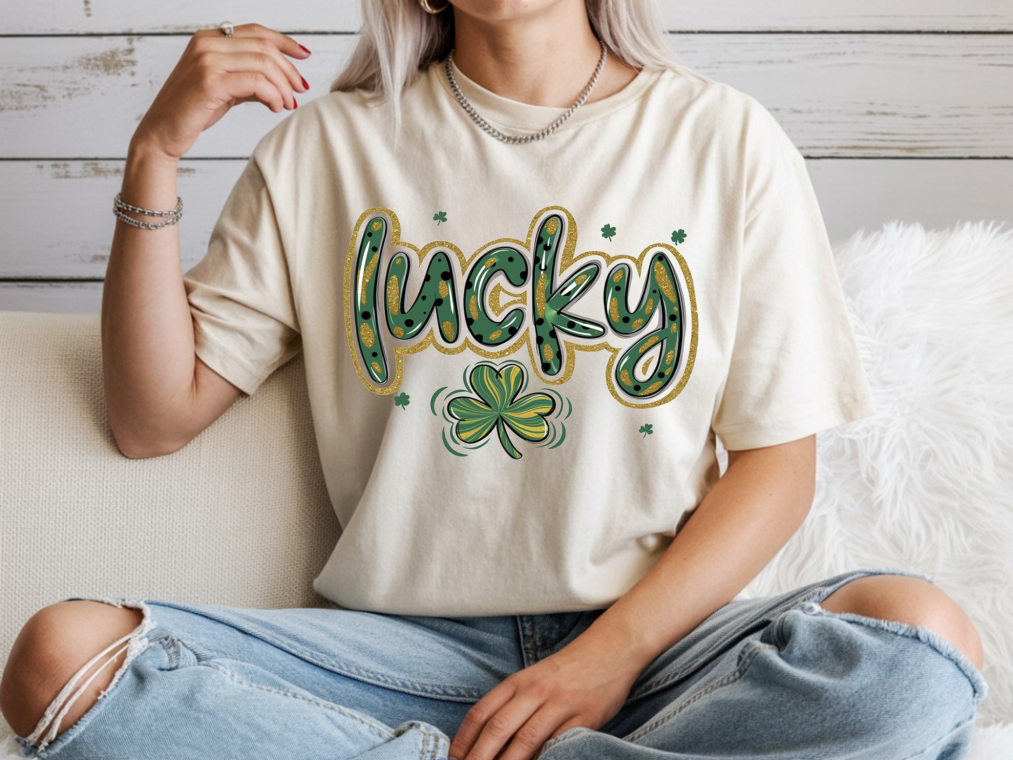 Glitter Lucky Shamrock Coquette- Full Color-DTF Transfer-2-5 Business Days