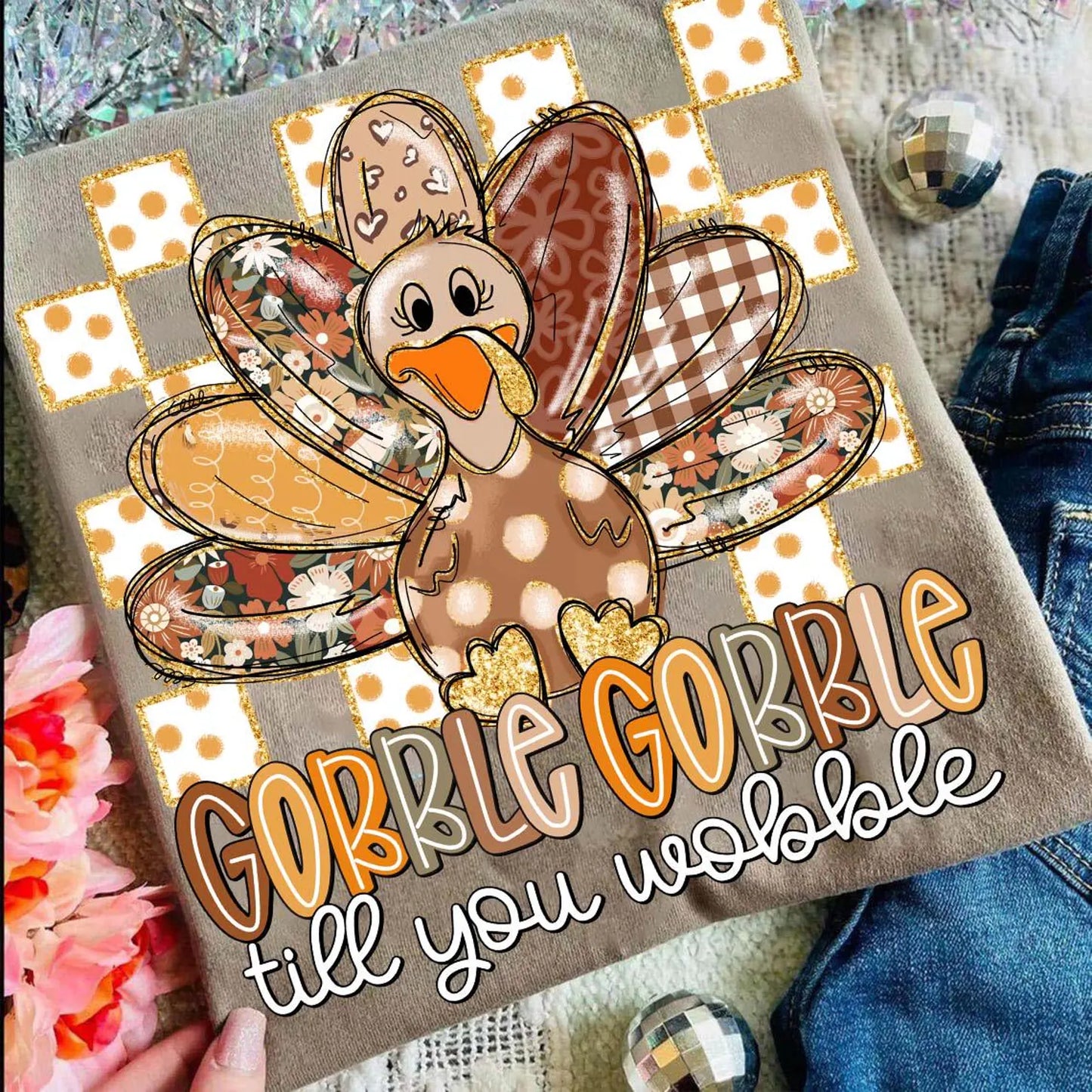 Gobble Gobble Checker - Full Color DTF Transfer - 2-5 Business Days