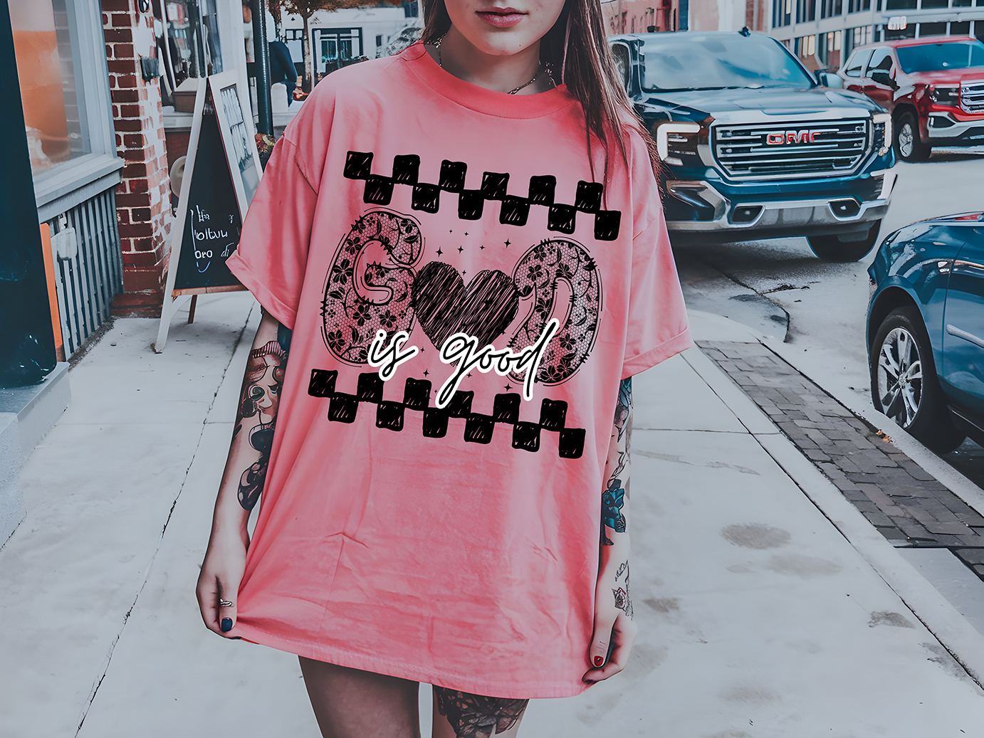 God Is Good Lace Black - DTF TRANSFER