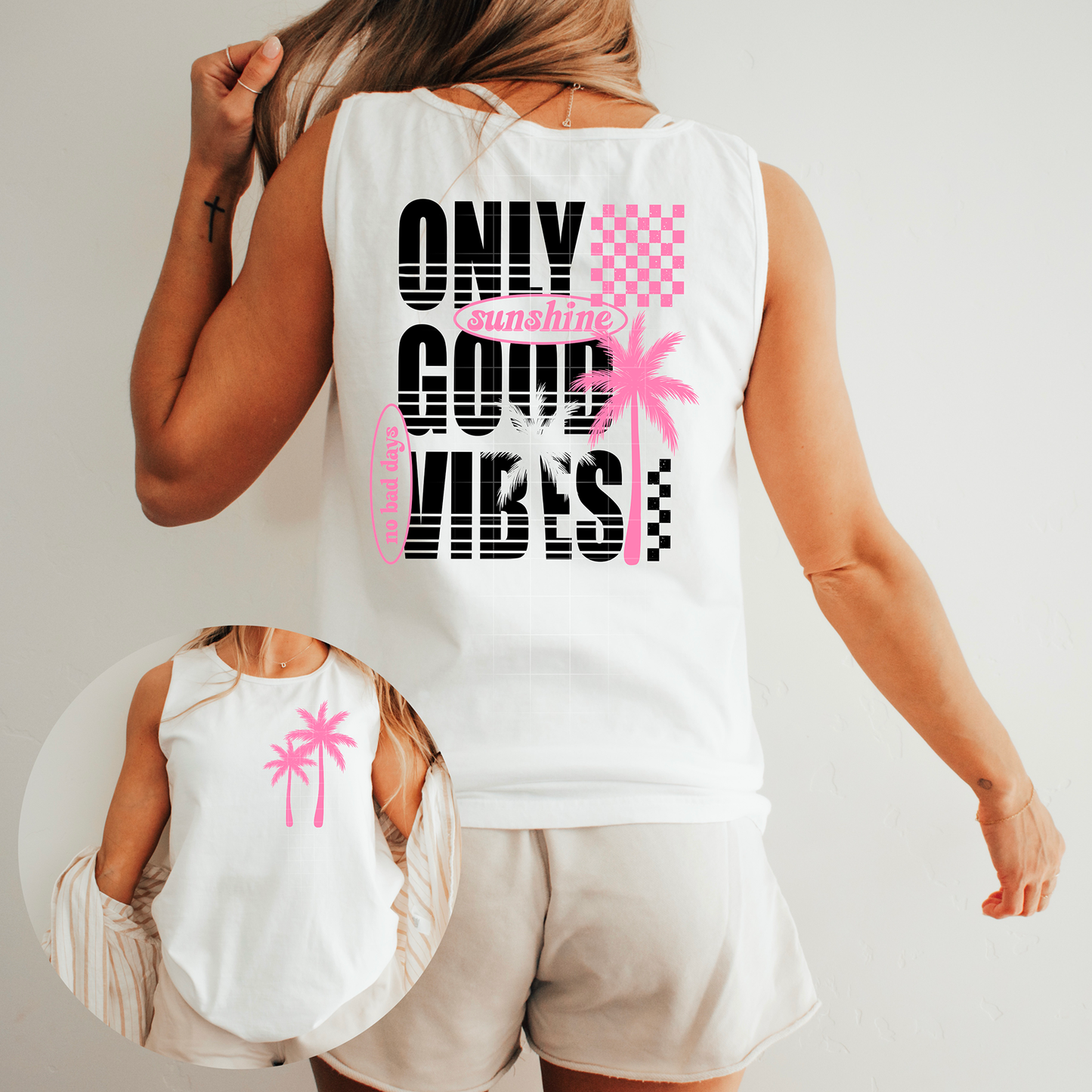Good Vibes-Pink- w/Pocket - DTF TRANSFER