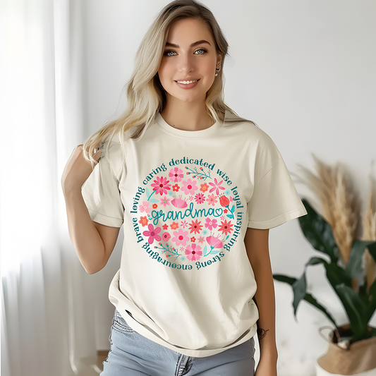 Grandma Florals Circle - DTF TRANSFER