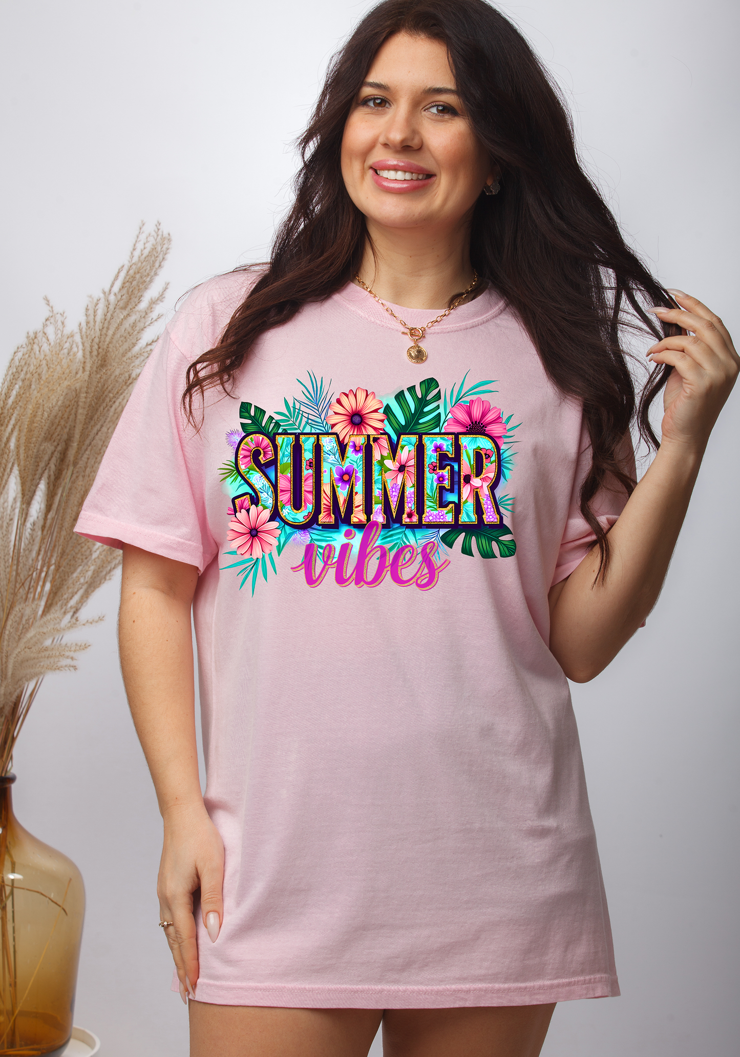 Green Floral Summer Vibes-Full Color DTF Transfer