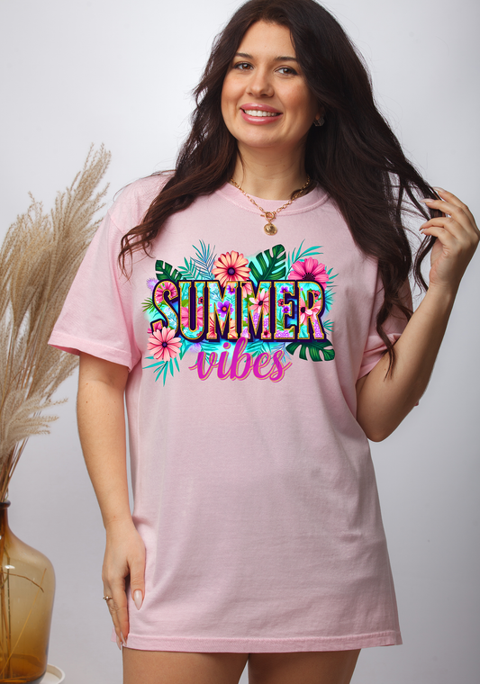 Green Floral Summer Vibes-Full Color DTF Transfer