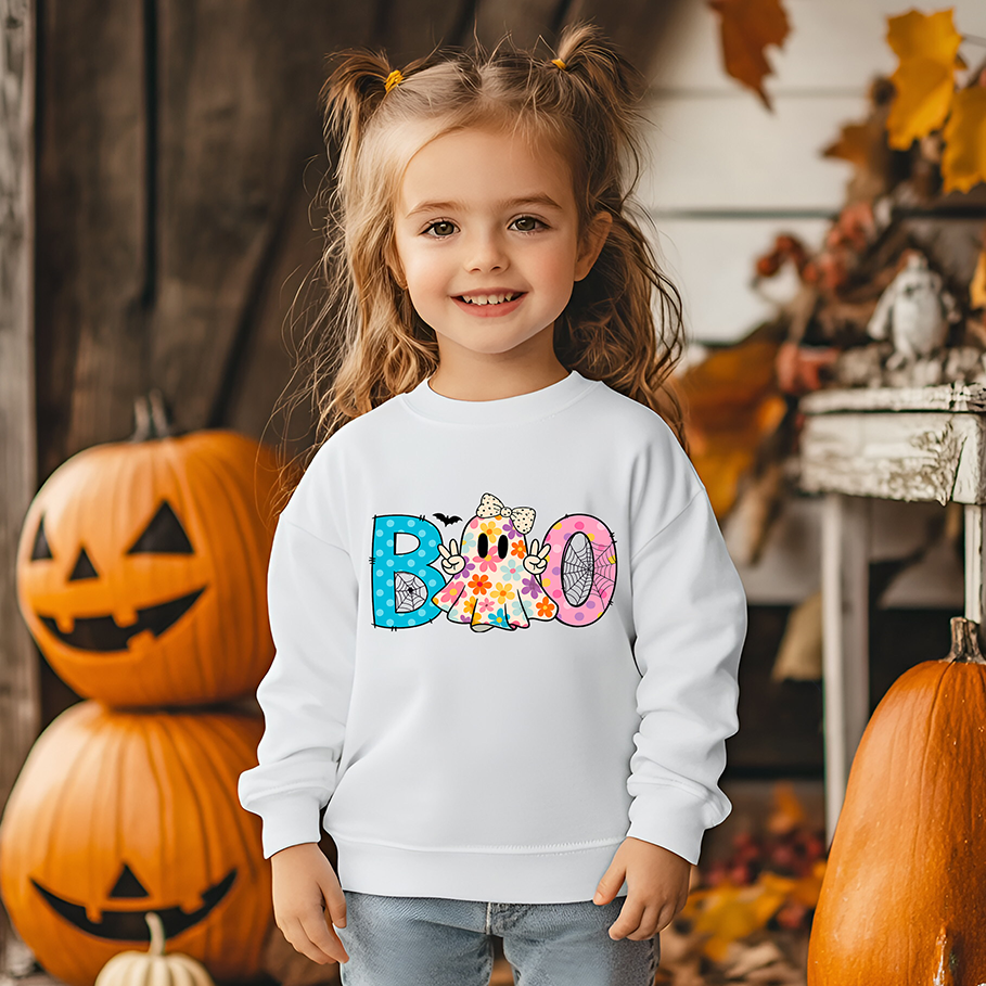 Halloween Boo Ghost- Pink-Youth-DTF Transfer