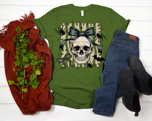 Halloween Coquette Bow Skull Preppy-Full Color-DTF Transfer-2-5 Business Days