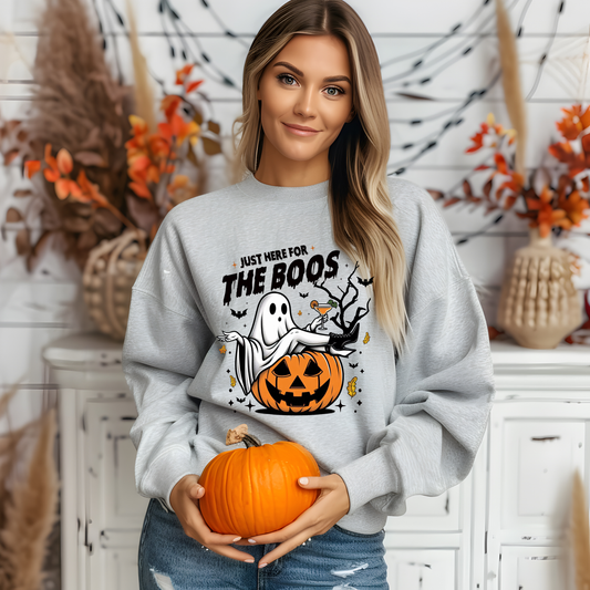 Halloween Ghost Just Here for the Boss- Full Color-DTF TRANSFER-2-5 Business Days