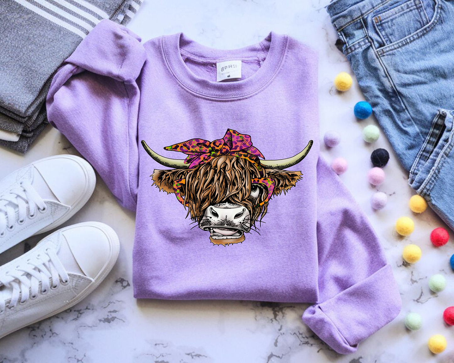 Highland Cow Orange Cheetah- Full Color - DTF TRANSFER