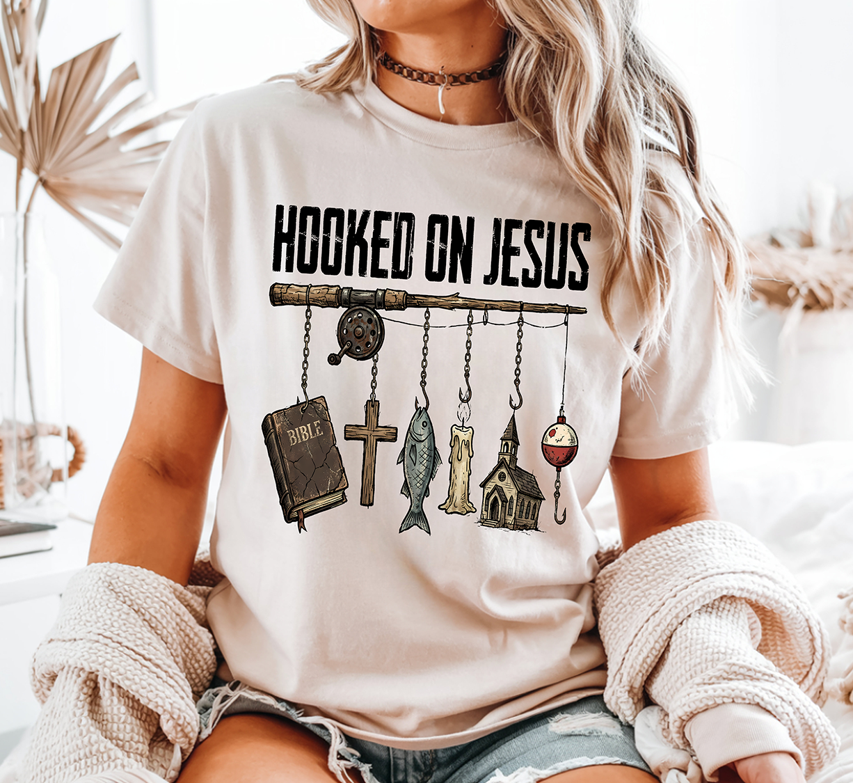 Hooked On Jesus - Full Color - DTF Transfer - 2-5 Business Days