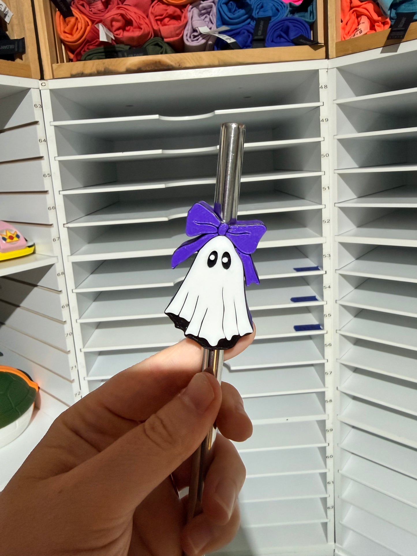 Purple Bow Ghostie - Straw Topper - Fit's up to 40oz - Grab It Tuesday