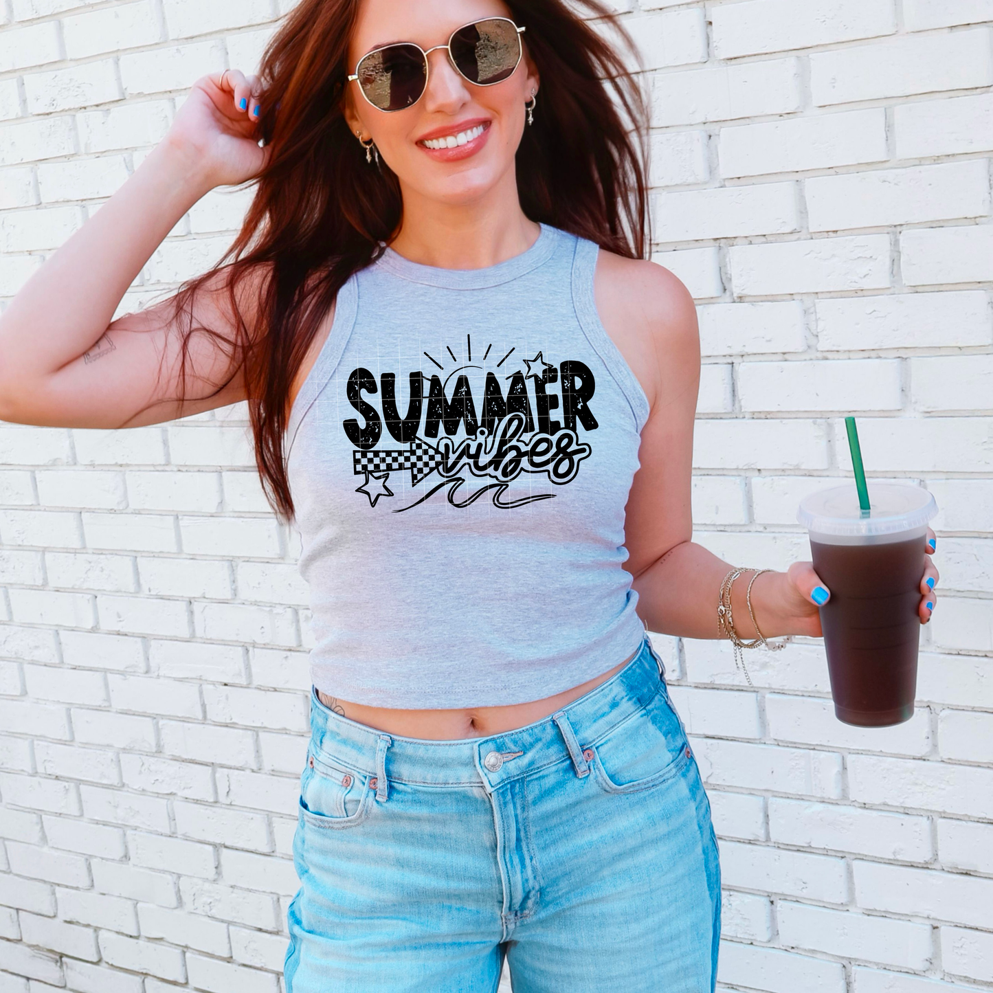 Checkered Summer Vibe-Blk