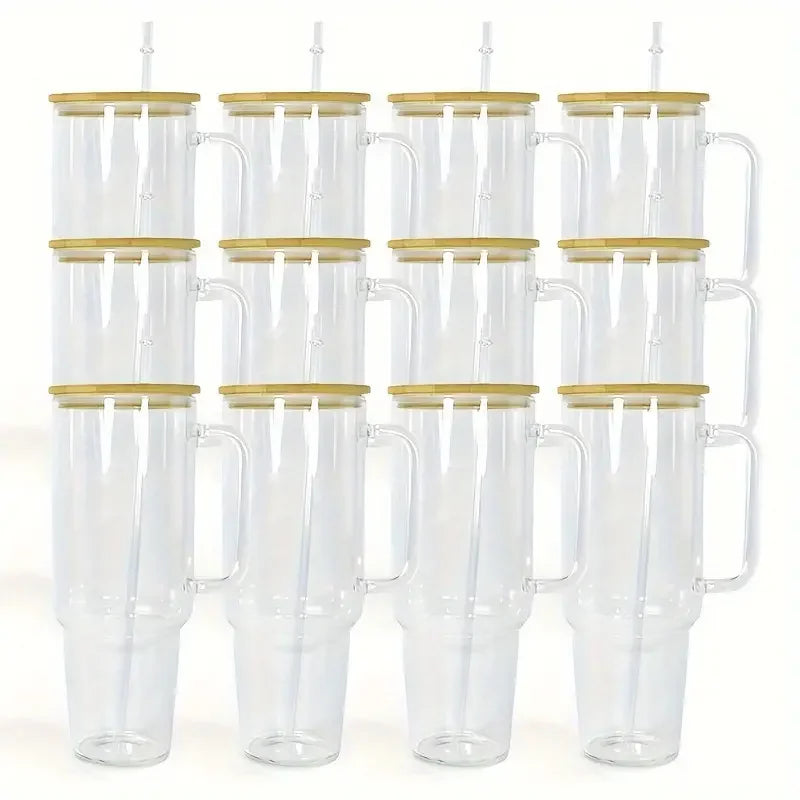 40oz Glass Mug with straw