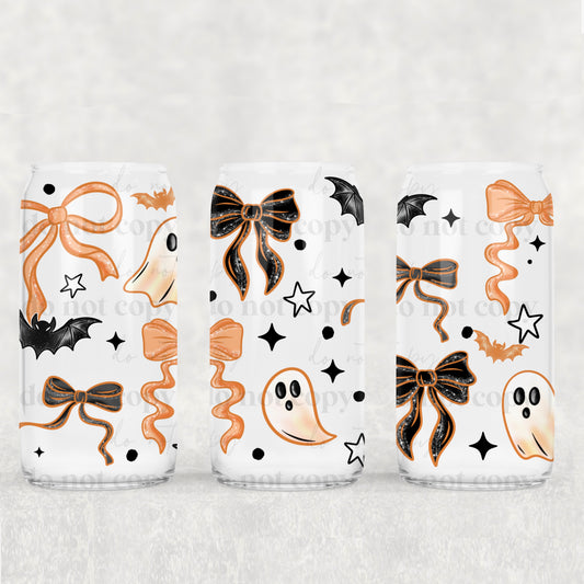 Orange Bows Ghostie -16 oz UVDTF Wrap - RTS