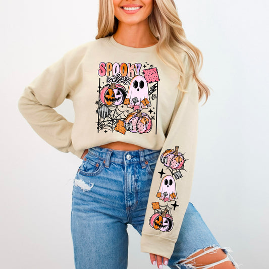 Spooky Vibes - w/ Double Sleeves - Full Color DTF Transfer - 2-5 Business Days