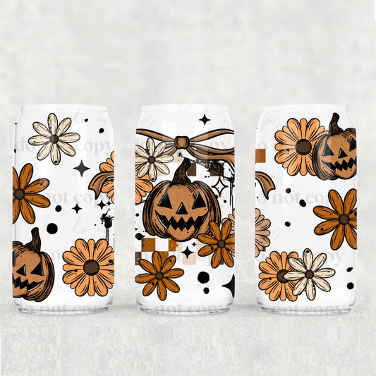 Spooky Pumpkin Florals - 16 oz UVDTF Wrap - RTS