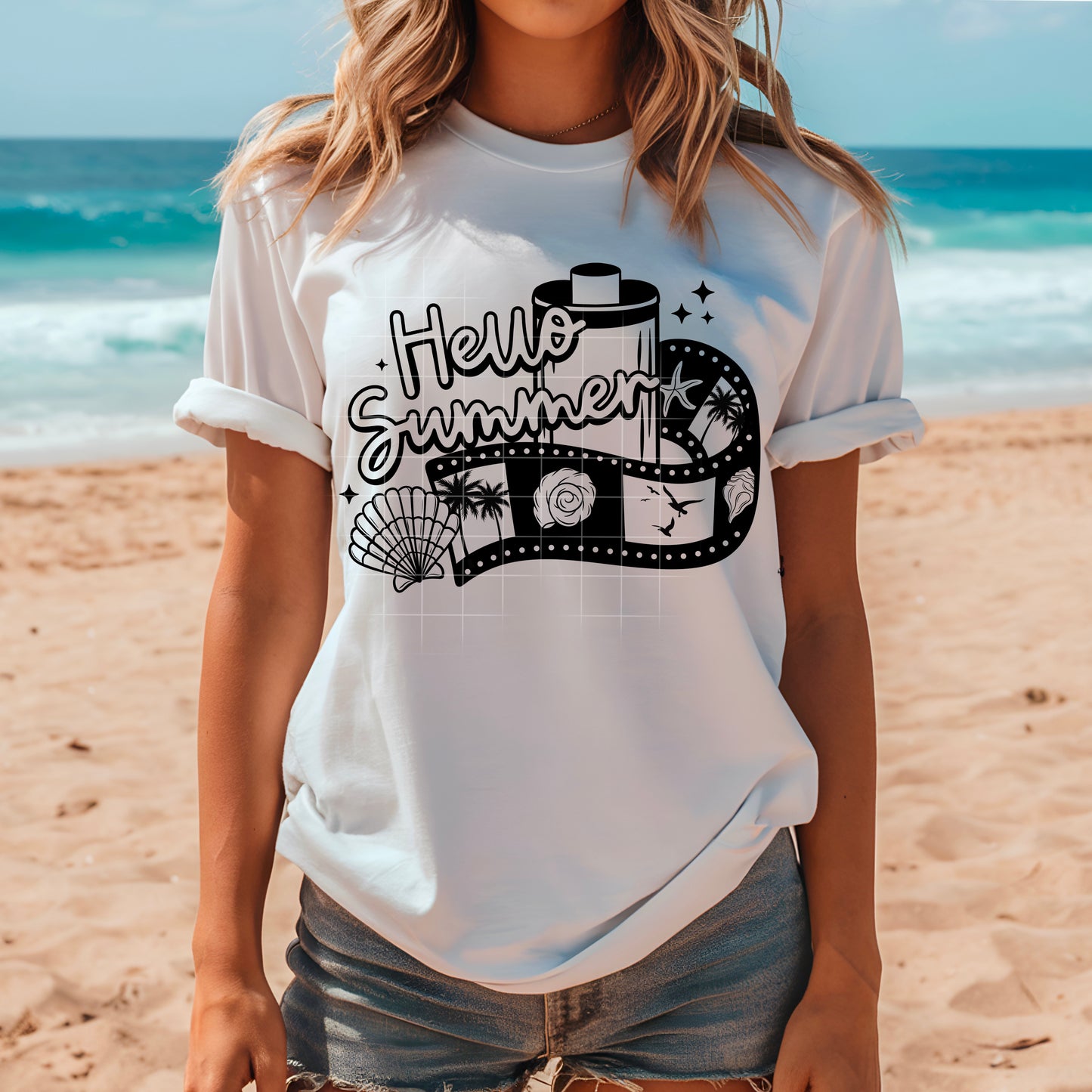 Hello Summer - Black - DTF TRANSFER