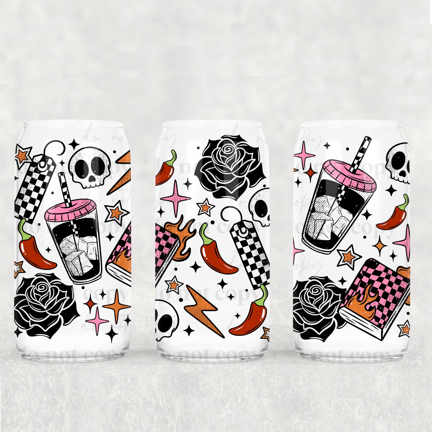 Drinks & Skulls - UV DTF PRINT