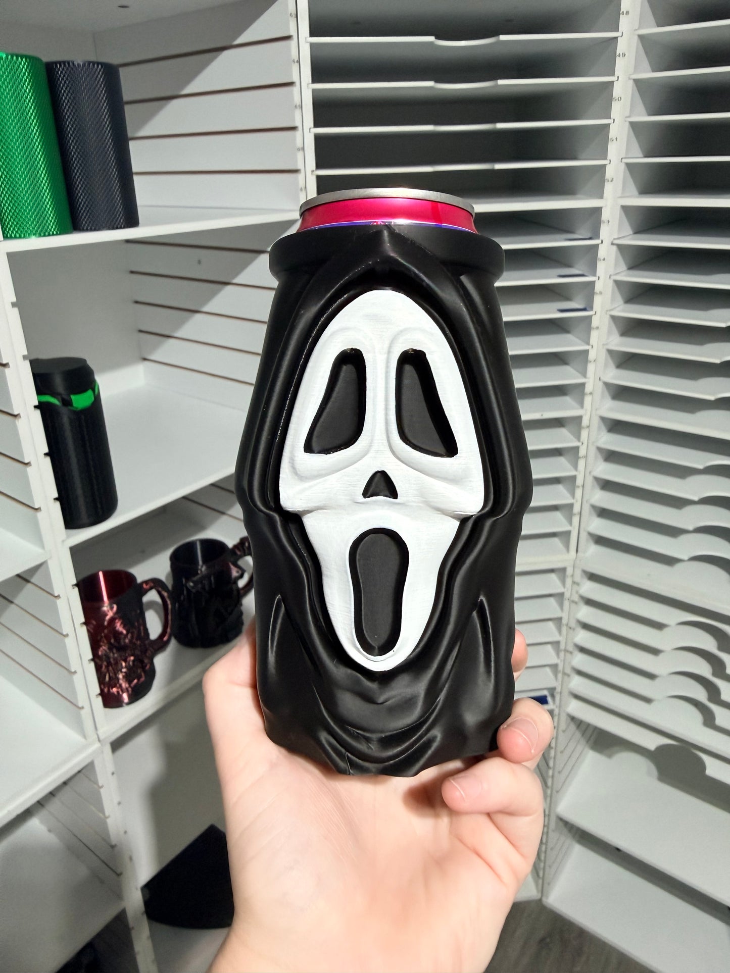 Ghosty Face - 12oz Skinny Can Holder - 3D Printed - Flash Grab Friday