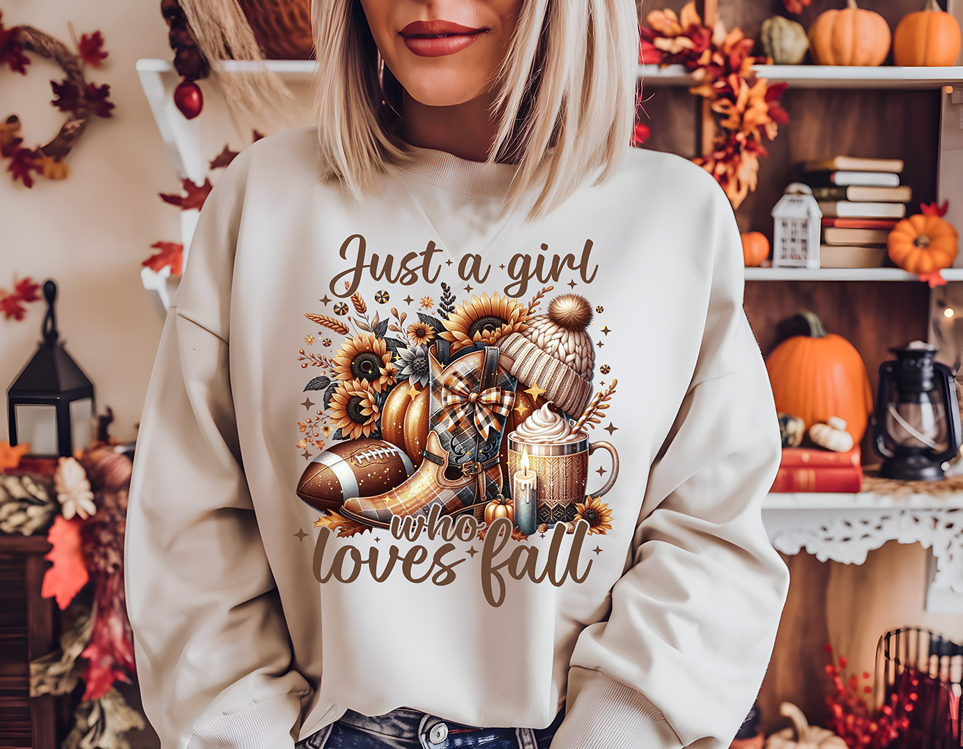 Just a girl who loves fall -Full Color DTF Transfer -2-5 Business Days