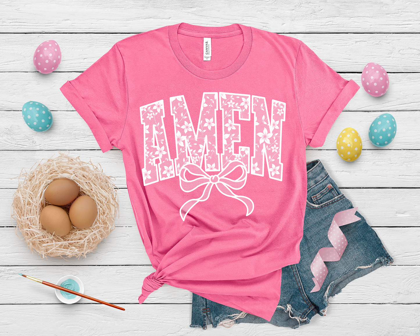 Lace Amen White - Full Color DTF Transfer