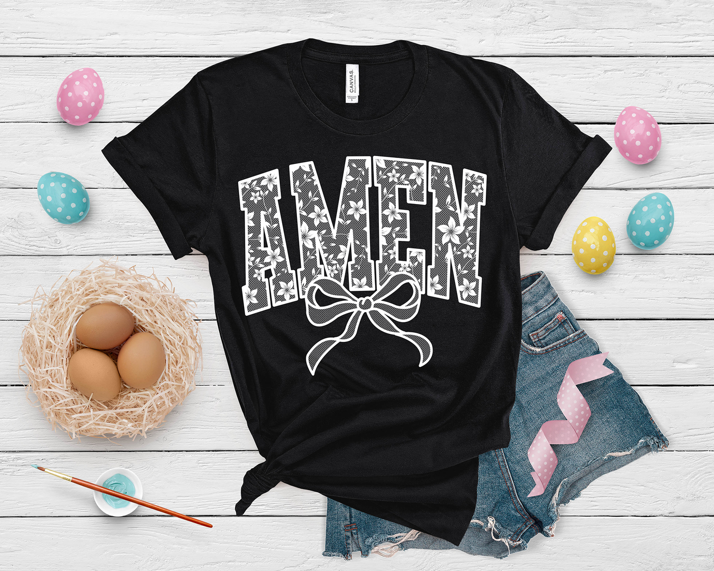 Lace Amen White - Full Color DTF Transfer