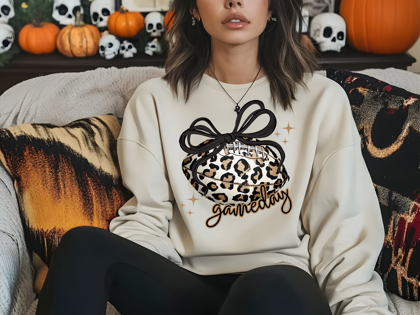 Leopard Game Day Football Brown - Full Color DTF Transfer - 2-5 Business Days