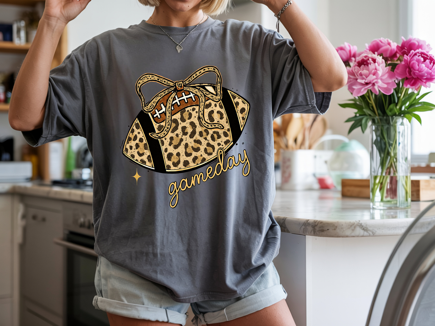 Leopard Game Day Football - Full Color - DTF Transfer - 2-5 Business Days