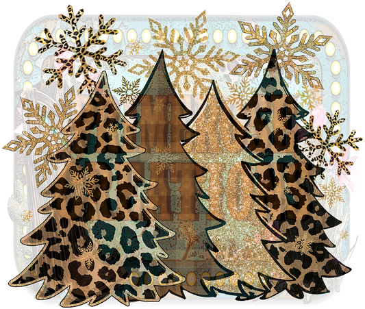 Leopard and Gold Christmas Trees