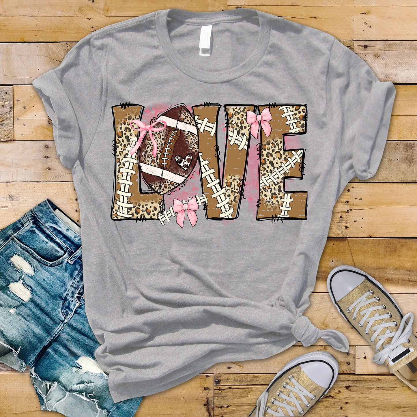 Love Football Bow-Full Color- DTF Transfer