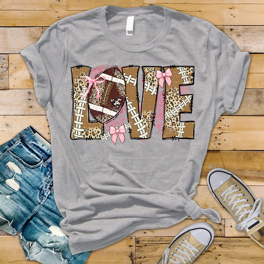 Love Football Bow-Full Color- DTF Transfer