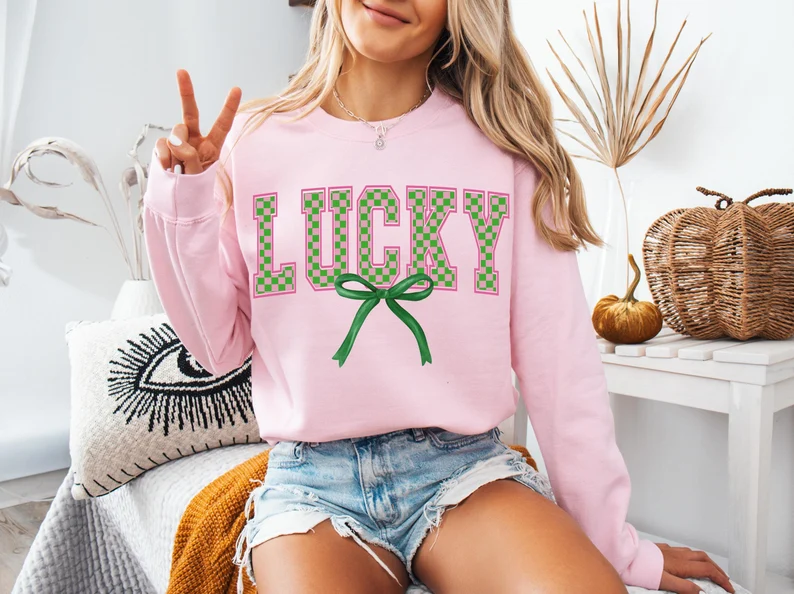 Retro Lucky Checkered Coquette -Full Color DTF Transfer-Kiss it Goodbye