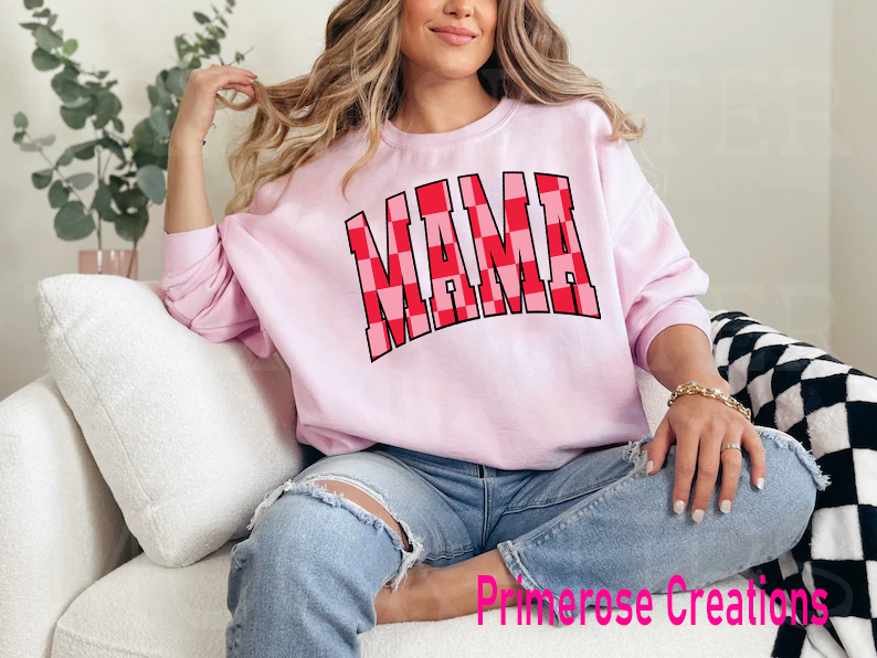 Mama Red and Pink Checkered DTF