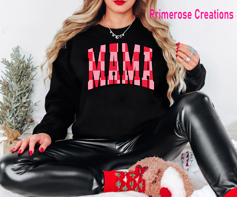 Mama Red and Pink Checkered DTF