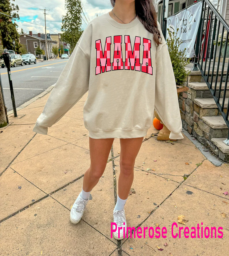 Mama Red and Pink Checkered DTF