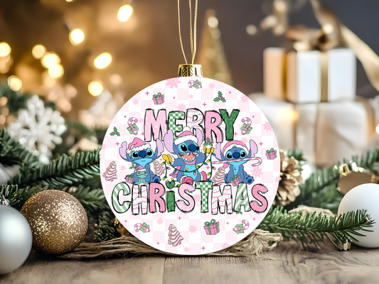 Merry Christmas Blue - 3x3 - UV Ornament Sticker - Friday New Releases