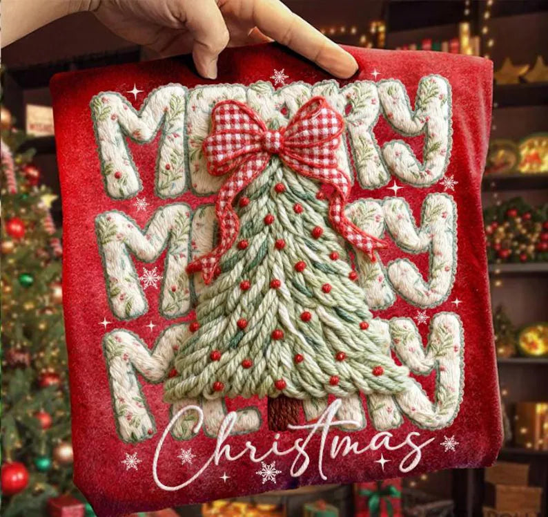 Merry Christmas Floral Yarn- Full Color DTF Transfer - Friday New Releases