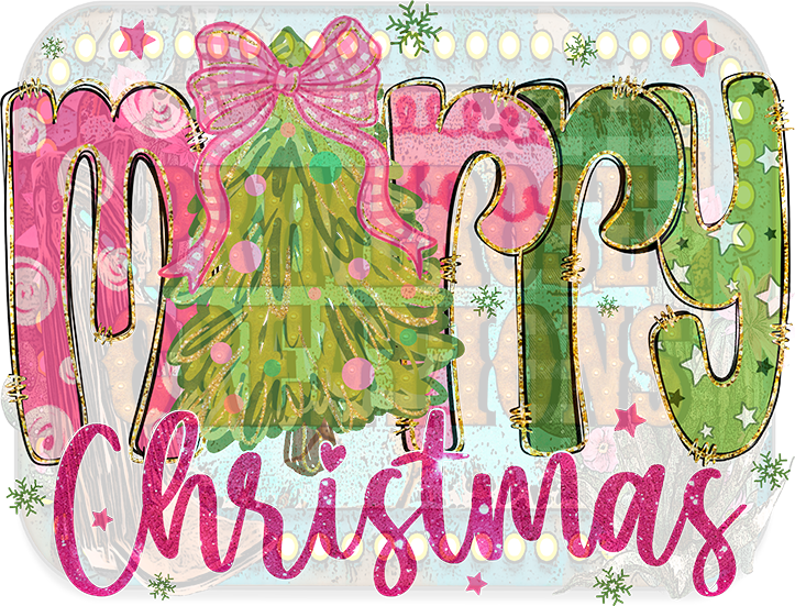 Merry Christmas Green and Pink