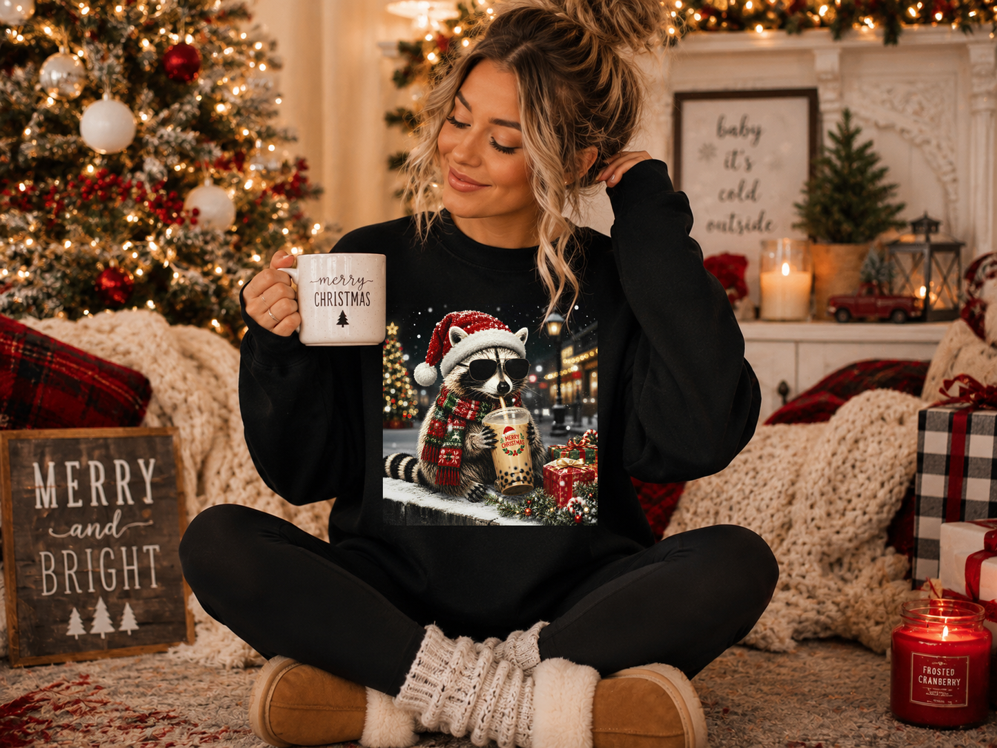 Merry Christmas Racoon - DTF Transfer - Flash Grab Friday